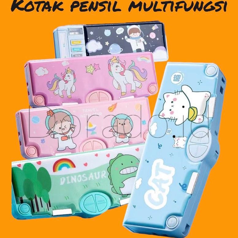 

nl-8 Kotak Pensil Multifungsi Lengkap Peruncing Gunting Isolasi Penghapus Penggaris Viral