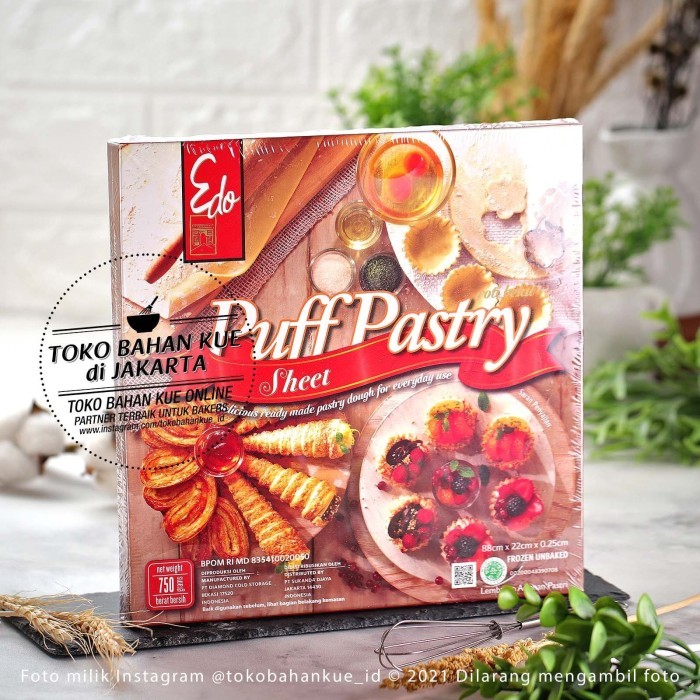 

Edo Puff Pastry Frozen Dough Sheet 750Gr Adonan Roti Beku Lembar Kulit