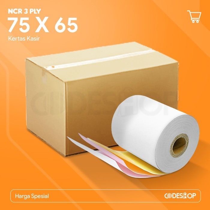 

Terlaris 1 Dus Kertas NCR 75x65 3ply Struk Kasir 75 x 65 mm HVS Printer 75x65mm SALE