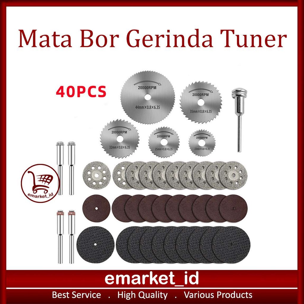 EM Mata Bor Gerinda Tuner Sets 40in1 AH72 / Diamond Cuner Porting Mini Kayu Hss Saw Blade / Potong S