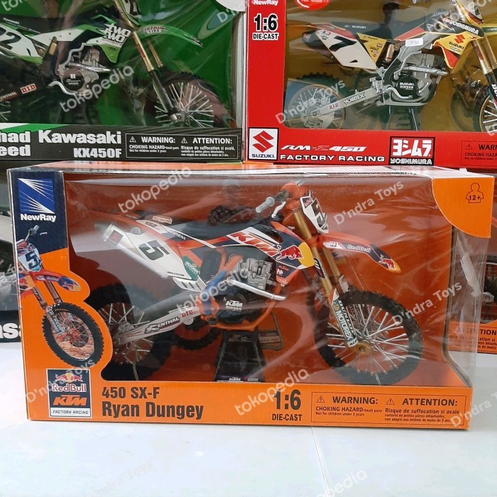 Stok Terbatas Diecast Miniatur Motor Trail / Motoran Cross Redbull Ktm 450 Sx-F 1/6