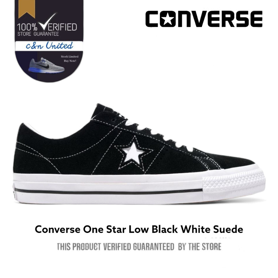 Sepatu Converse One Star Low Black White Suede 100% ORIGINAL Verified Authorized - Hitam Putih