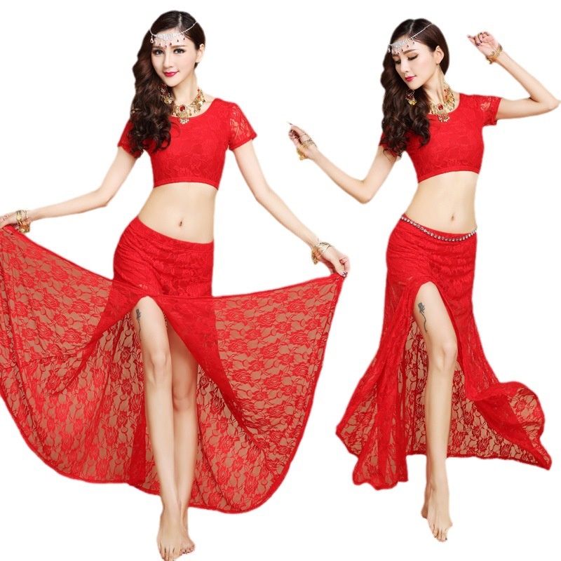 New Adult Belly Dance Practice Clothes Indian Dance Performance Costumes Oriental Dance Sexy Lace Sk
