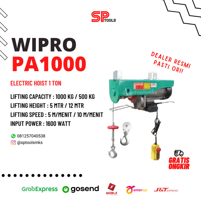 READY KATROL ELEKTRIK / ELEKTRIK HOIST 1 TON 1000KG / WIPRO PA1000 / PA-1000