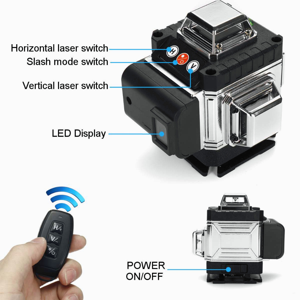 READY 4d laser level 16 line laser bangunan laser level laser leveling 360 alat ukur otomatis