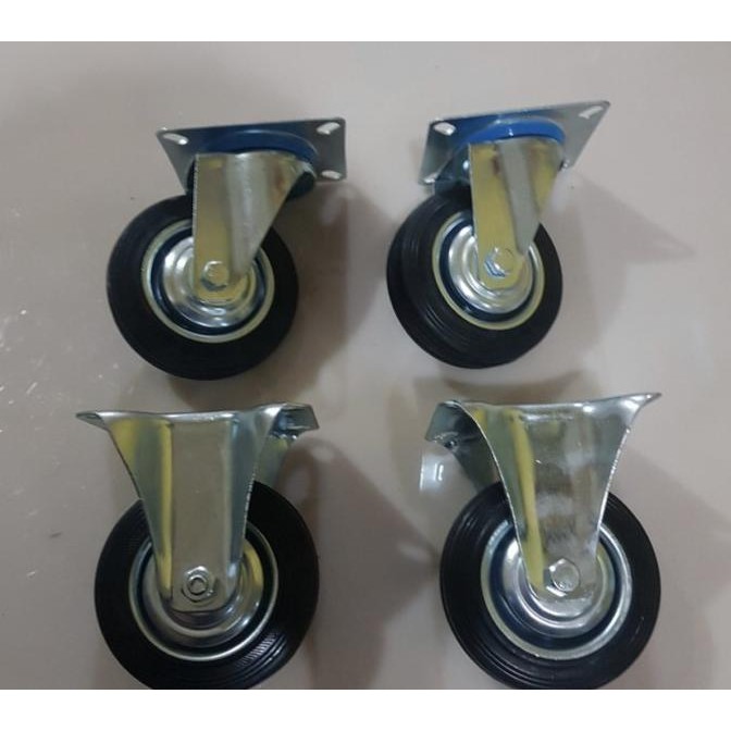 TROLLEY roda troli 4 inch karet putar mati