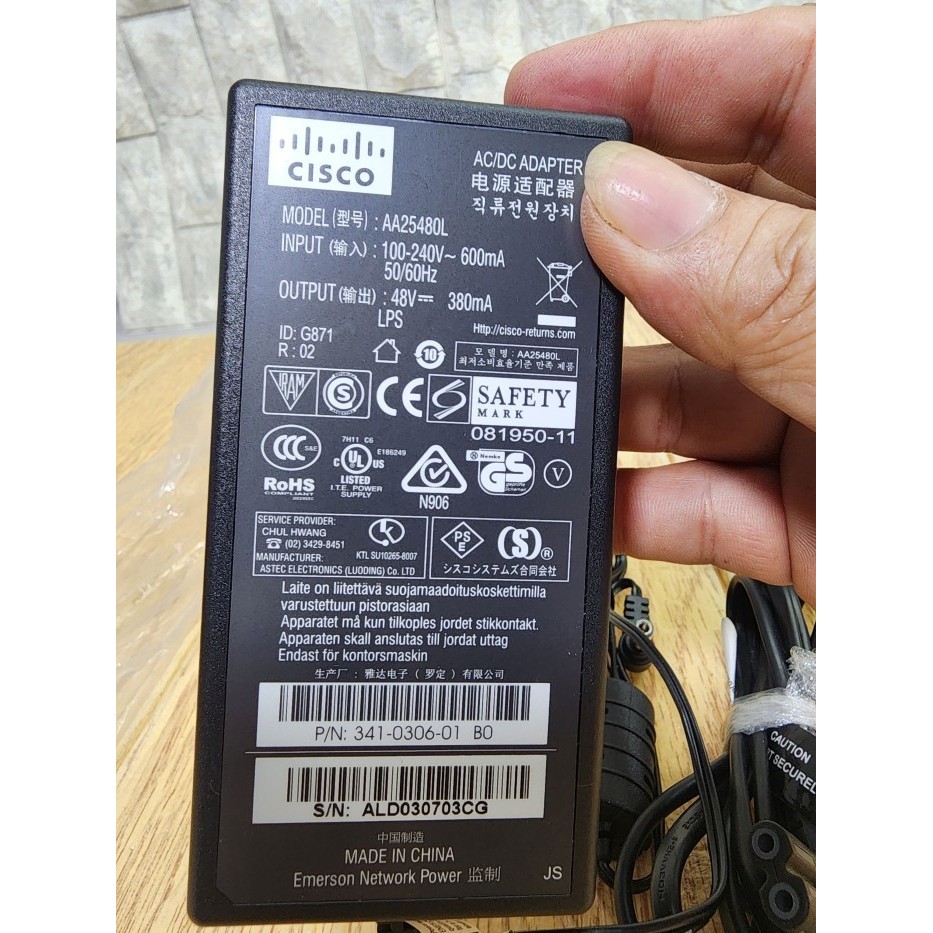ADAPTOR CISCO 18W 48V 0,38A 341-0206-02 ORIGINAL BERGARANSI
