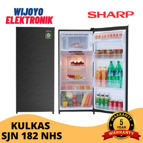 KULKAS 1 PINTU SHARP 182 N HS RAK KACA TINGGI 120CM 166 LITER HITAM