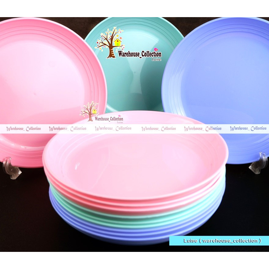 CG470 [6//12 pcs] Piring Plastik Deborah 9"(23 cm) Piring Plastik bulat pastel Tempat Makan Tahan