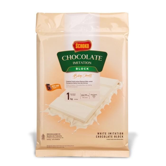 

SCHOKO White Compound Chocolate Block - 1 Kg / Coklat Batangan Kualitas Terbaik