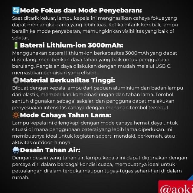 Senter Kepala Ak-3685A / Ak-3686K Aoki