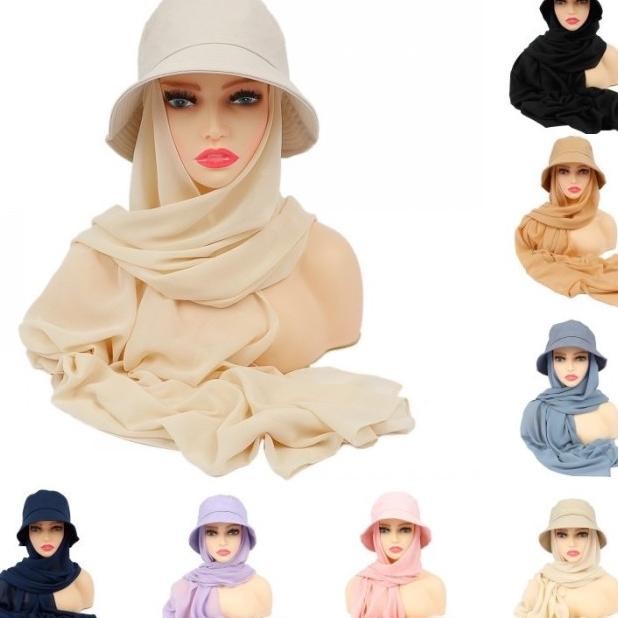 Pashna Topi Buet/Hijab Instan Topi/Hijab Kekinian