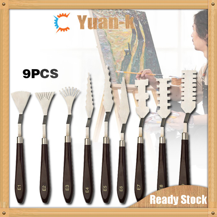 

Seka - 9Pcs Palette Knife Palette Pisau Spatula Lukis Painting Knife Pisau Palet Pisau Lukis Art