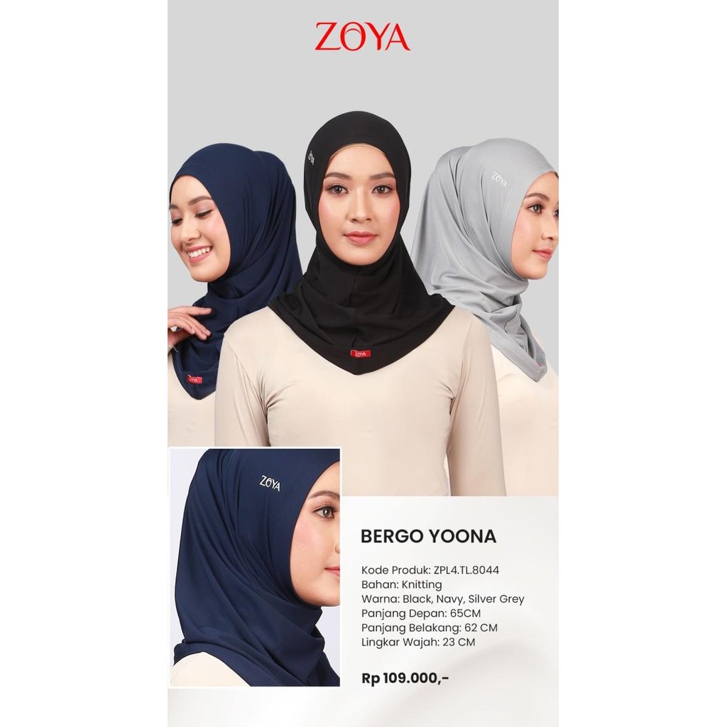 Zoya Bergo Yoona Kerudung Instan Hijab Jilbab Bergo Sporty