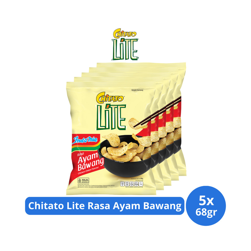 

Chitato Lite Keripik Kentang Rasa Ayam Bawang Indomie 68gr x 5 pcs