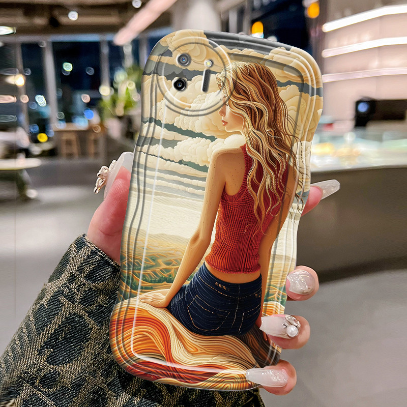 Casing Hp Untuk Realme C11 2020 Case Casing Softcase perempuan HP Kesing gelombang transparan trendi