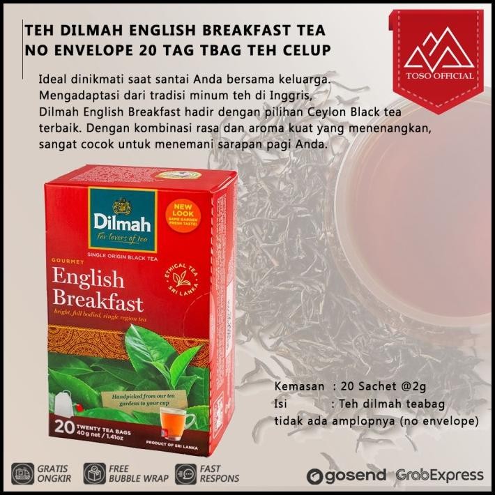 

Teh Dilmah English Breakfast Tea No Envelope 20 Tag Tbag Teh Celup