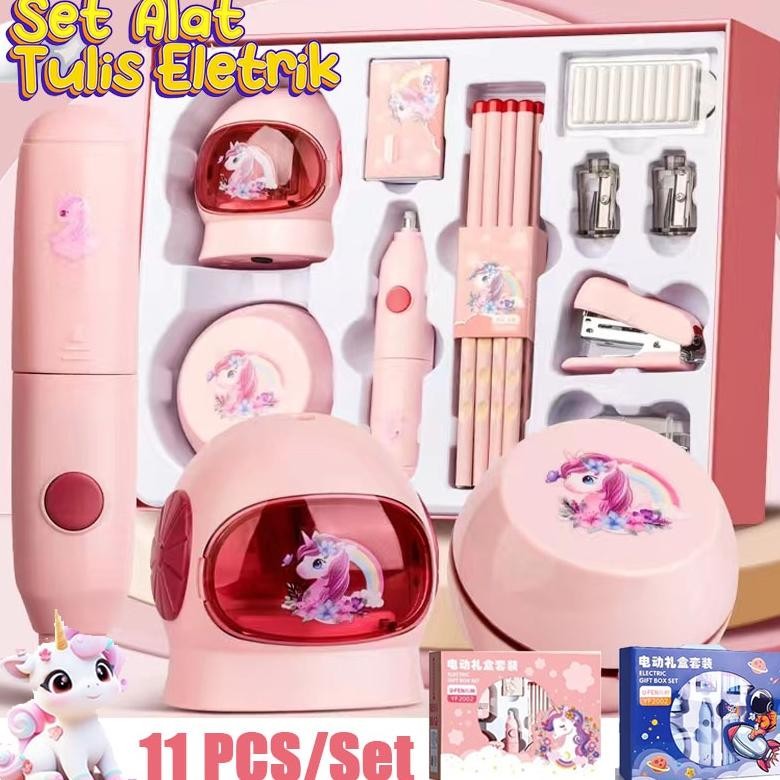 

Termurah Electric Stationery Set / Set Alat Tulis /Elektrik Rautan Penghapus Vacuum Pensil 11 In 1 /Anak Alat Perkakas Belajar Anak Perempuan Kado BisaCod