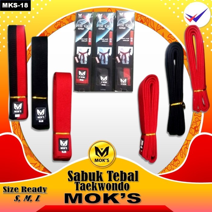 Sabuk Taekwondo Moks Hitam Merah Poom