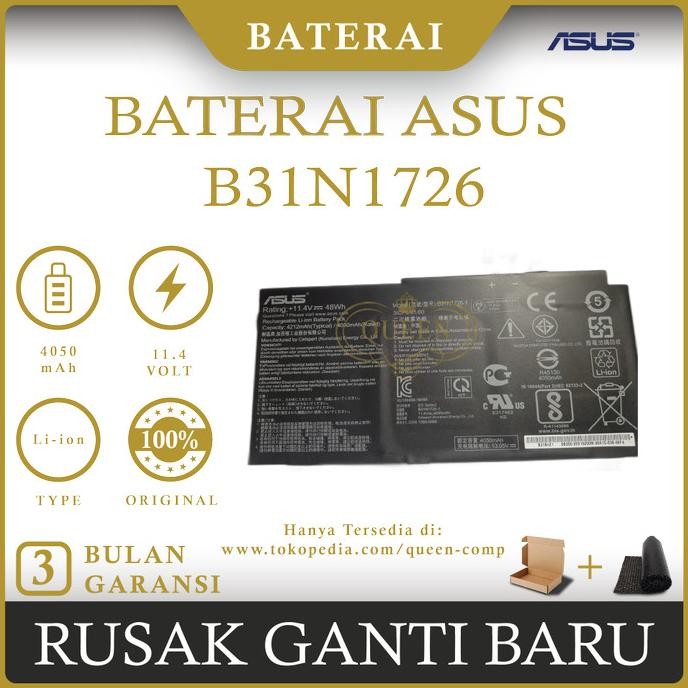 Baterai Laptop Asus Tuf Gaming Rog Fx505 Fx505G B31N1726 Baru!!