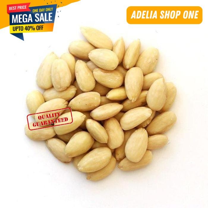 

ALMOND BLANCHED WHOLE 100 GR ALMOND UTUH TANPA KULIT 100 GR FAVORIT!!
