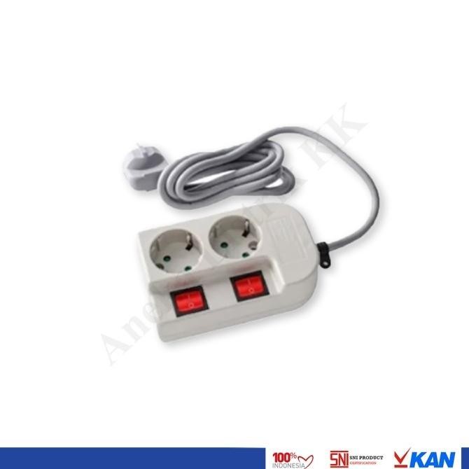 TERMINAL COLOKAN LISTRIK 2 LUBANG Kabel 1,5 METER Plus Saklar On OFF PSG