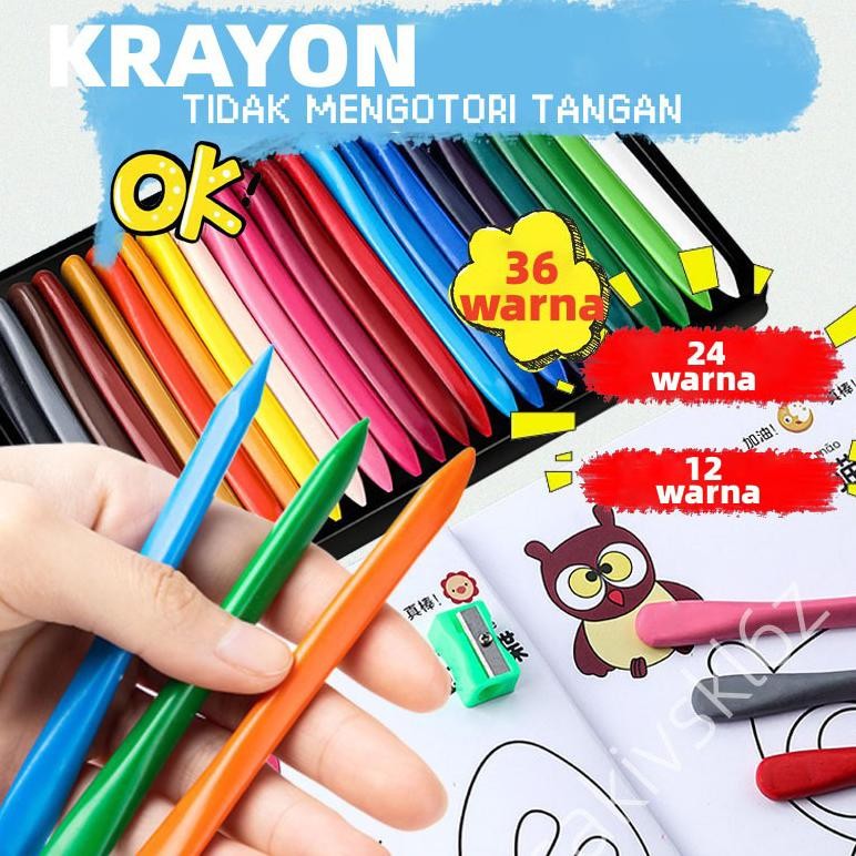 

PROMO KRAYON 12/24/36 Warna Cerah Bentuk segitiga ergonomis tidak beracun bisa dicuci Set Krayon ukd-