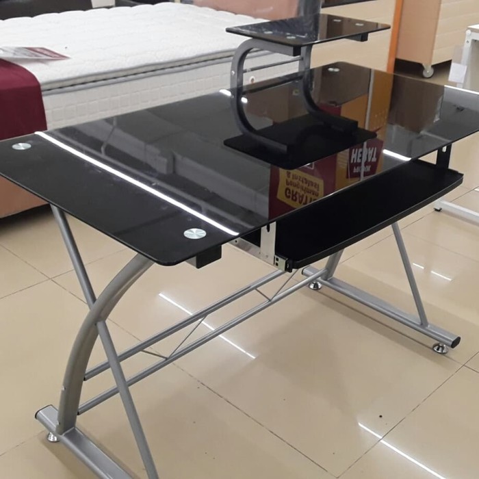 meja komputer hazel informa tempered glass