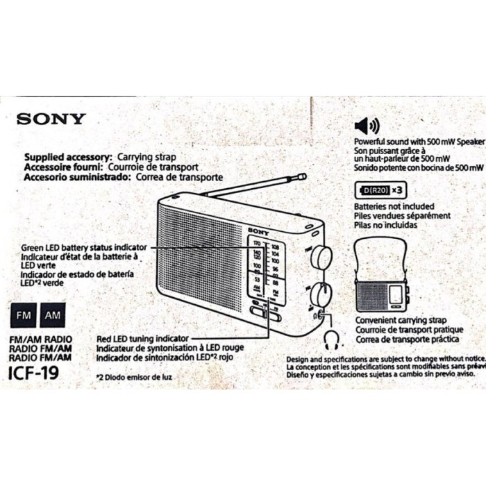 Radio Portable Sony Icf 19 Radio Fm Am