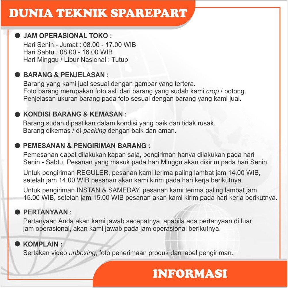 STOK ADA- 170F / 178F PLUNGER / PLUNYER DIESEL ENGINE