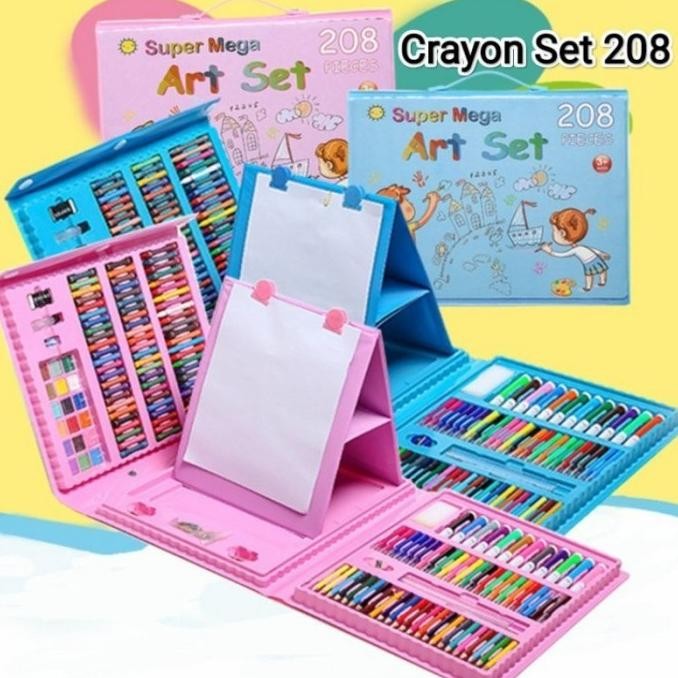 

Super Mega Art Set Alat Gambar Tulis Anak Crayon Pensil Warna 208 Pcs GS