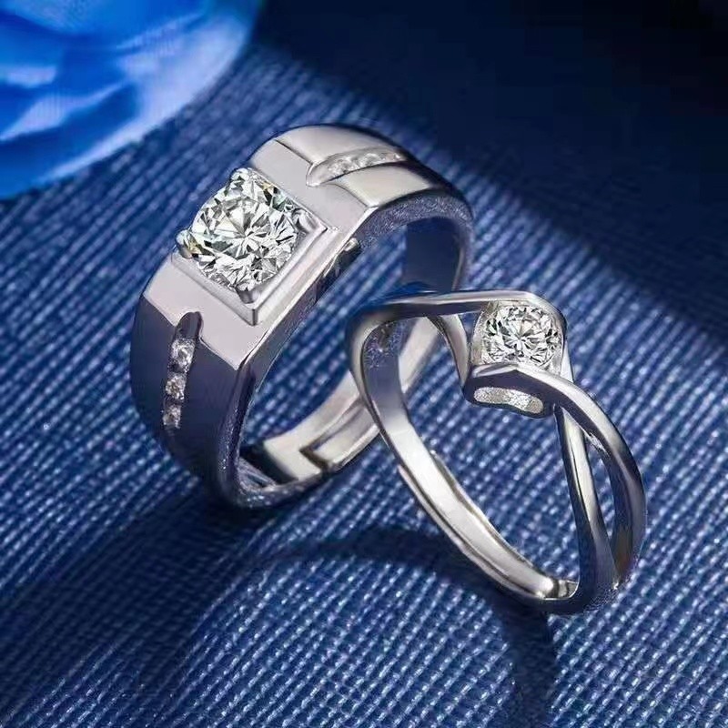 【GRA】Cincin Moissanite Pria Wanita 1 Karat Untuk - Cincin Couple Permata Titanium Anti Karat Cincin 