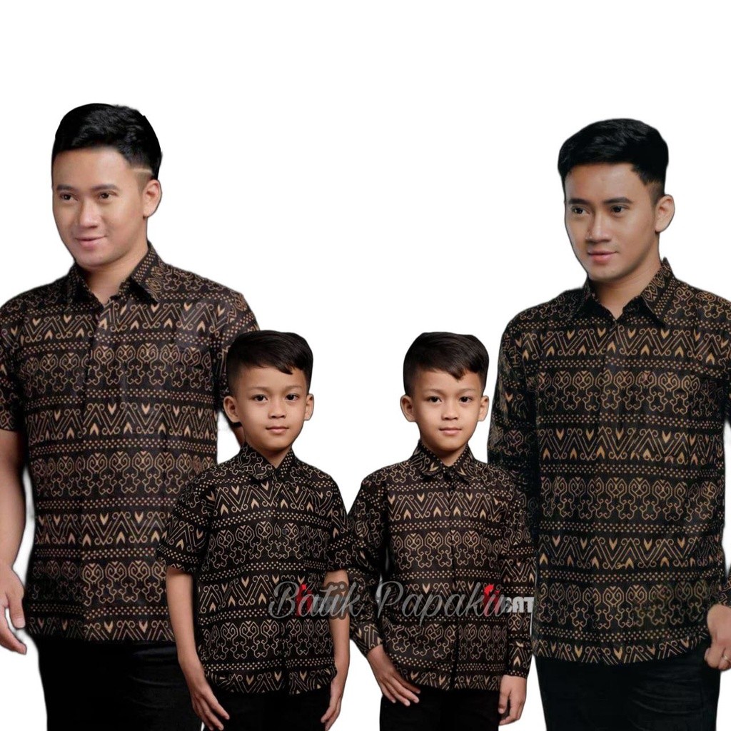 Batik PNS Kemeja Batik Anak Laki-Laki Lengan Panjang Batik Ayah dan Anak Cowok warna Coklat Mocca