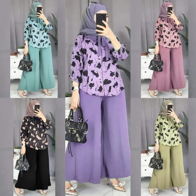 Dress Wanita TASYA SET CPLP RAYON TEBAL ONESET KULOT DAILY KEKINIAN SETELAN POLOS KOMBINASI TERLARIS