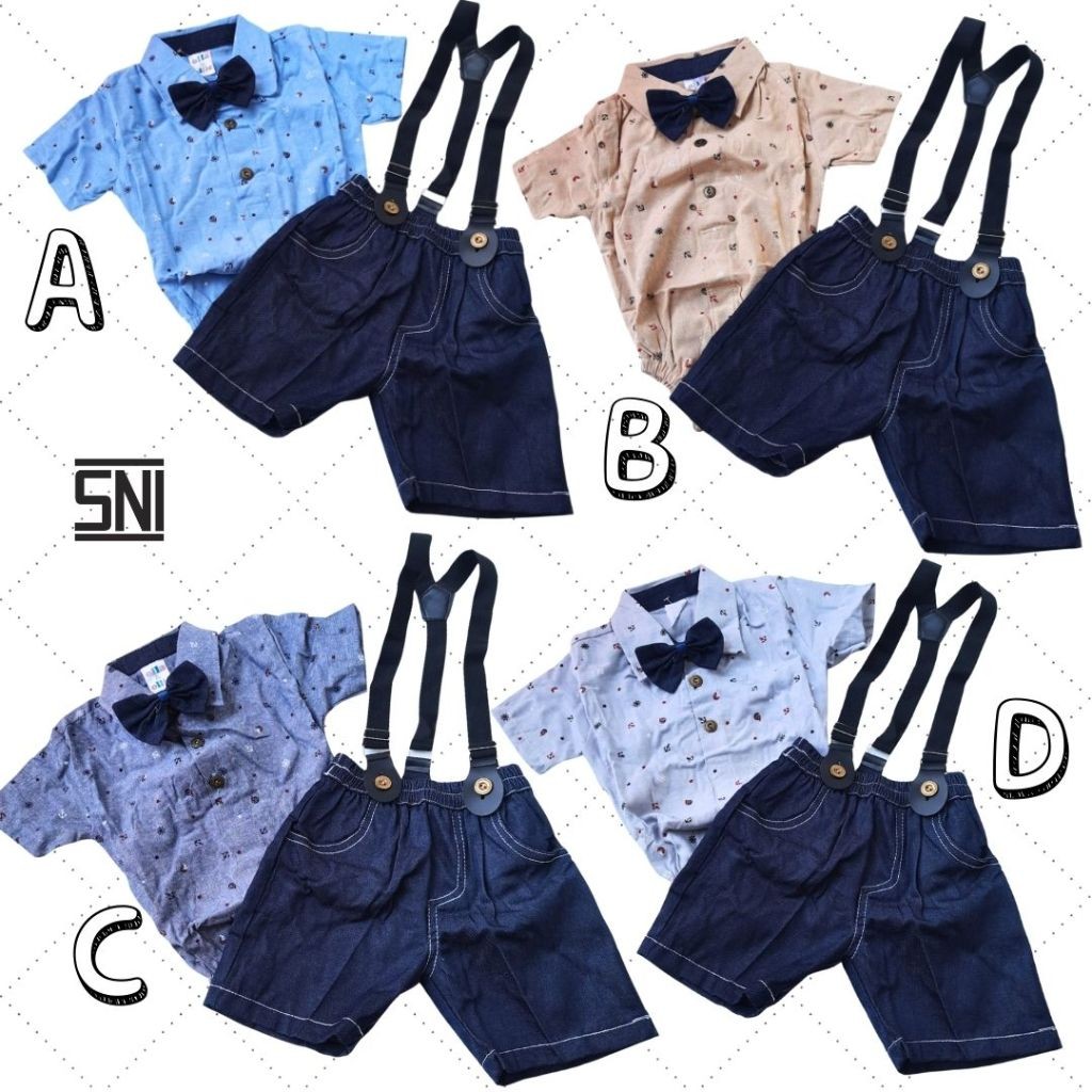 Baju Bayi Outfit Bayi laki laki 0 6 bulanSetelan Baju Baby Jumper Dasi Suspender R270 olla