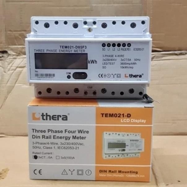 Ready! Kwh Meter Thera Tem021-D05F3 Tem021N-D05F3 3P Ct/5A Single Tariff