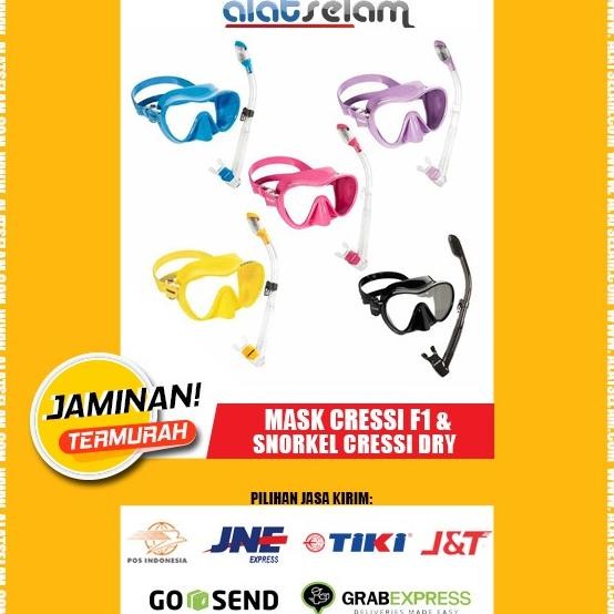Masih Combo Cressi Ms F1 / Kacamata Cressi F1 + Snorkel Cressi Dry Snorkling
