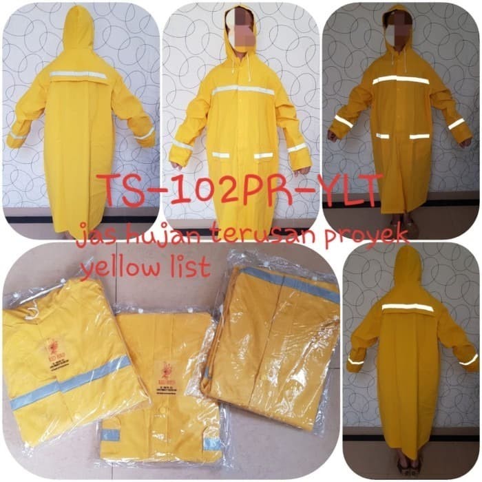 Jas Hujan Proyek Ponco Kuning / Rain Coat Terusan Yellow Baru