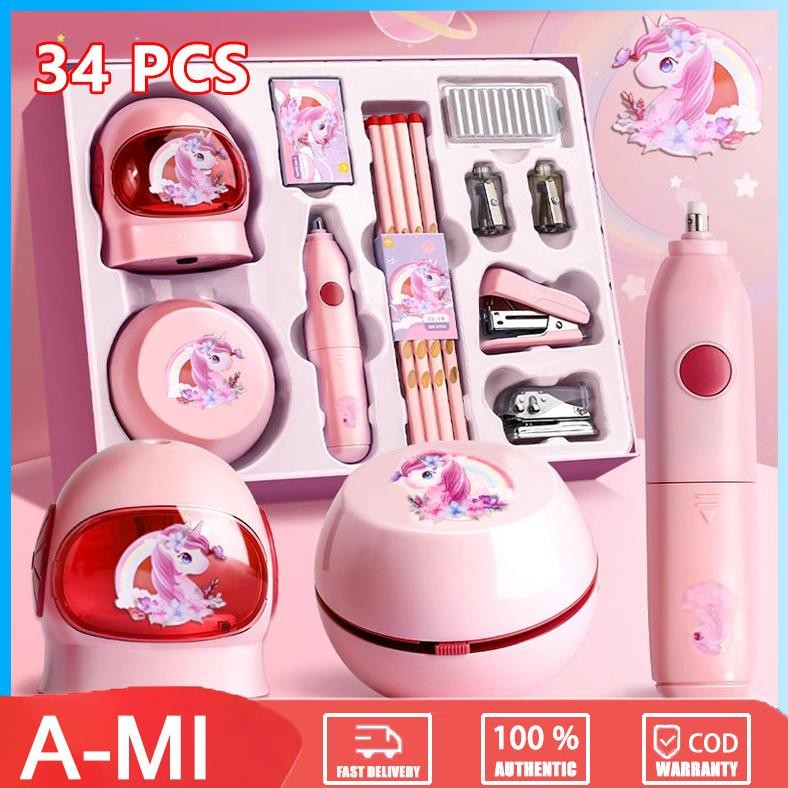 

Terlaris Stock Ready 11 In 1 Rautan Pensil Elektrik Set / 34Pcs Alat Tulis Set/ Electric Stationery Set/ Anak Alat Perkakas Belajar Anak Gratis Ongkir
