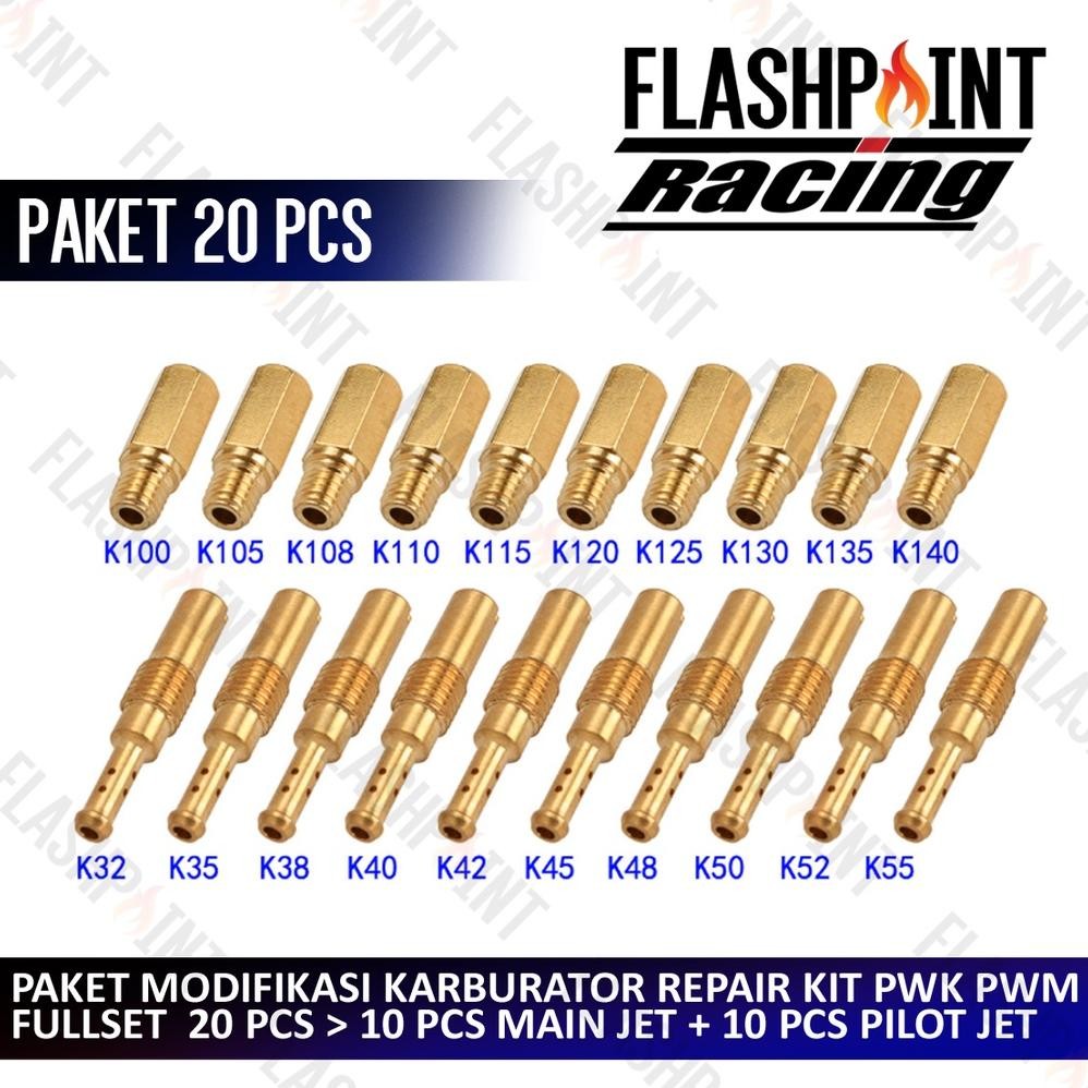 Original (Bisa Cod) 20 Pcs Paket Jet Pwk Pe Fullset Main Jet Pilot Mainjet Spuyer Repair Kit Repar R