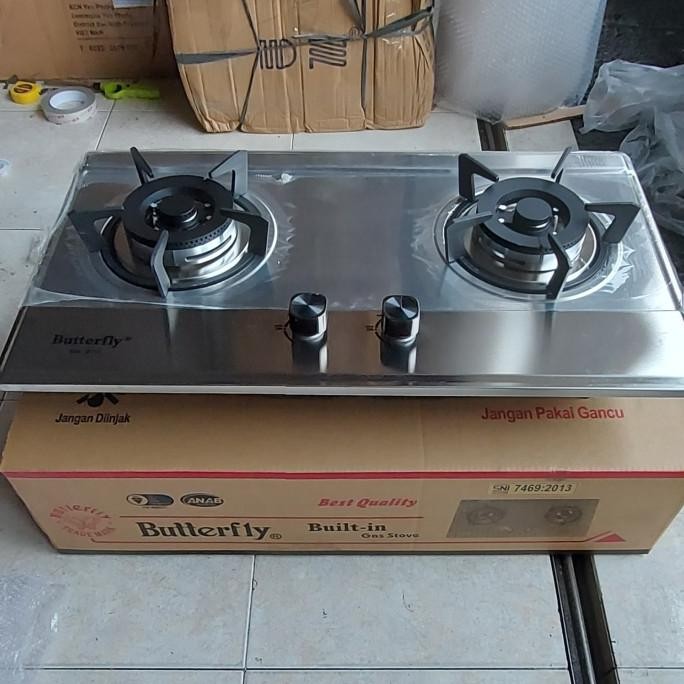 Kompor Gas Tanam Stainless Butterfly Komplit Selang Regulator Winn Gas  Ready