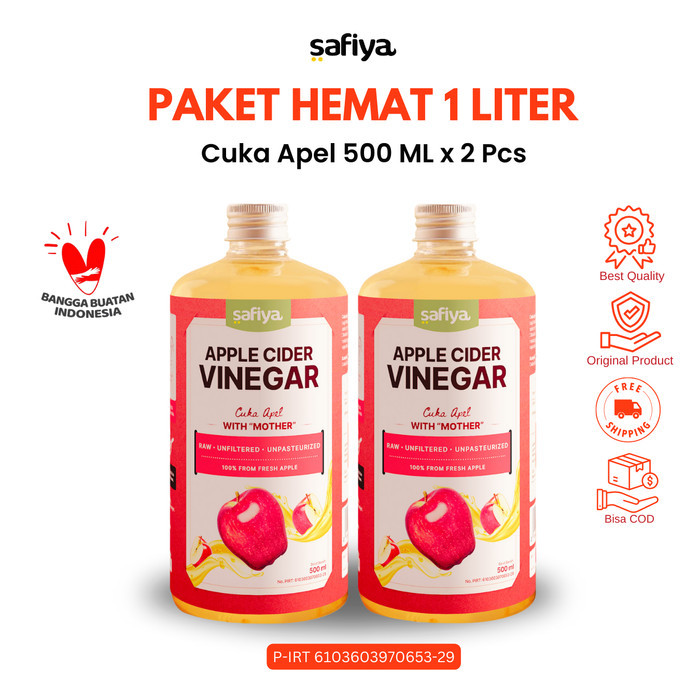 

Safiya Cuka Apel 1 Liter Fresh 100% Murni Apple Cider Vinegar With Mother Detox