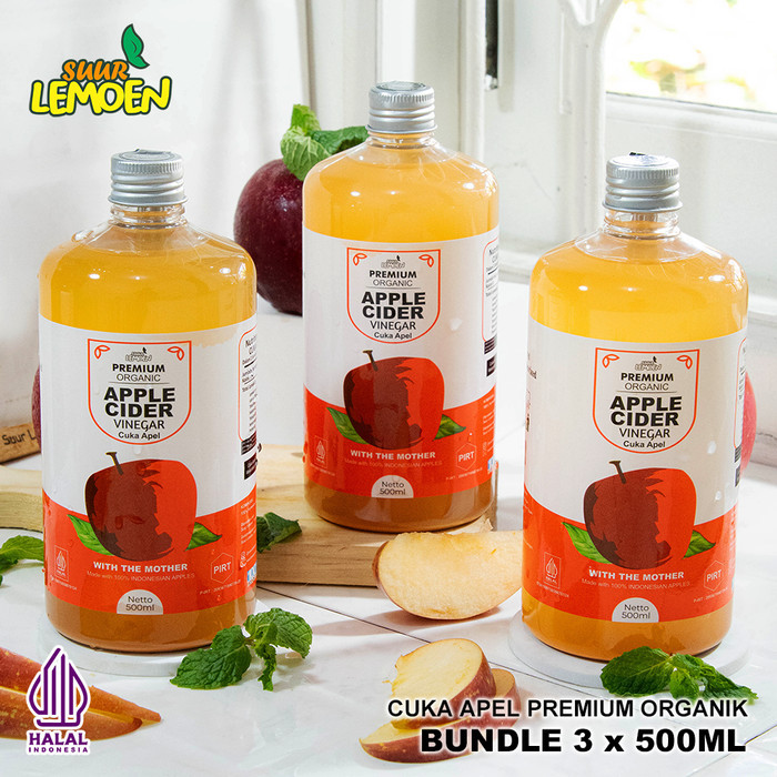 

Suur Lemoen Cuka Apel Organic Bundle 3 x 500ml - Diet Detox - Apple Cider Vinegar Premium