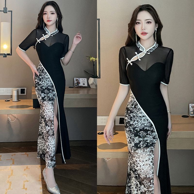 Improved Cheongsam Evening Dress Dress New Long Split Sexy Long Dress