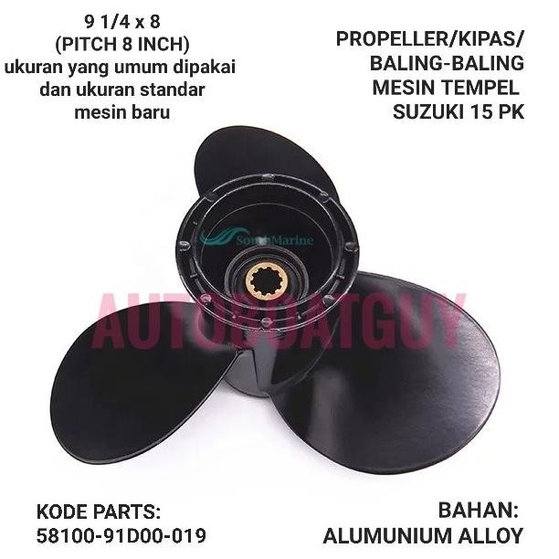 Masih Propeller / Baling / Kipas Mesin Tempel Suzuki 15 Pk / Hp