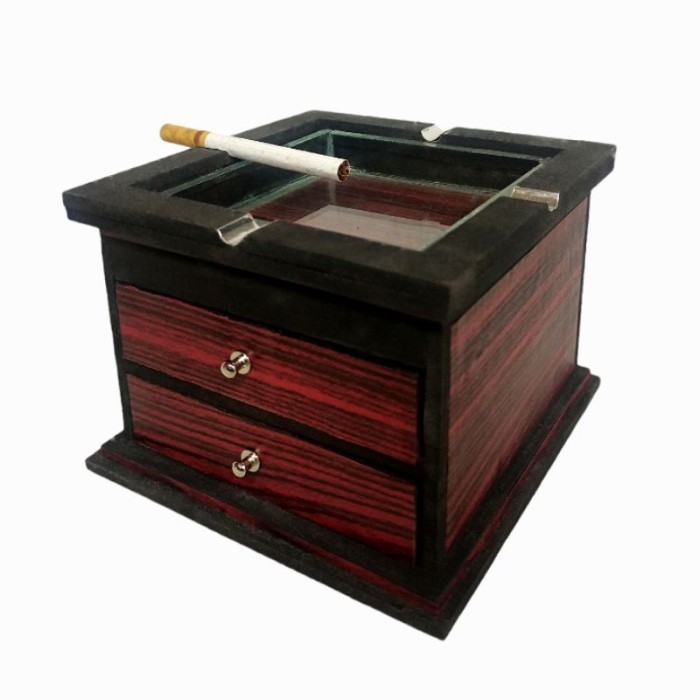 Asbak Aesthetic Asbak Kayu Fullset dengan Lemari, Laci,