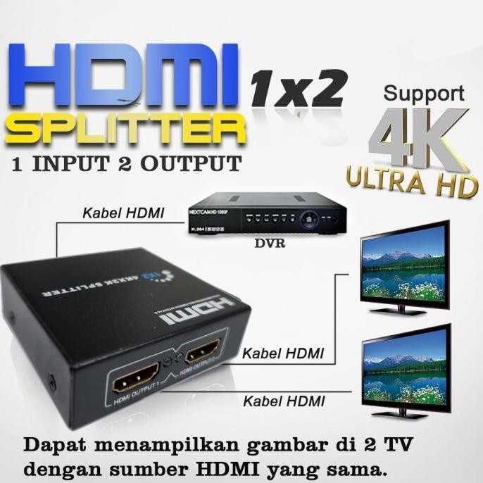 HDMI SPLITTER 2PORT 4K ( PARALEL HDMI KE 2TV ) ORIGINAL DAN TERPERCAYA