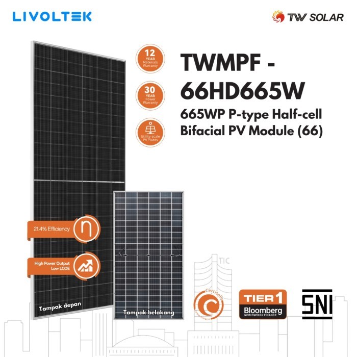 Tw Solar Panel Surya 655 - 675 Wp Bifacial P-Type Modul Pv Sni Mono Restock
