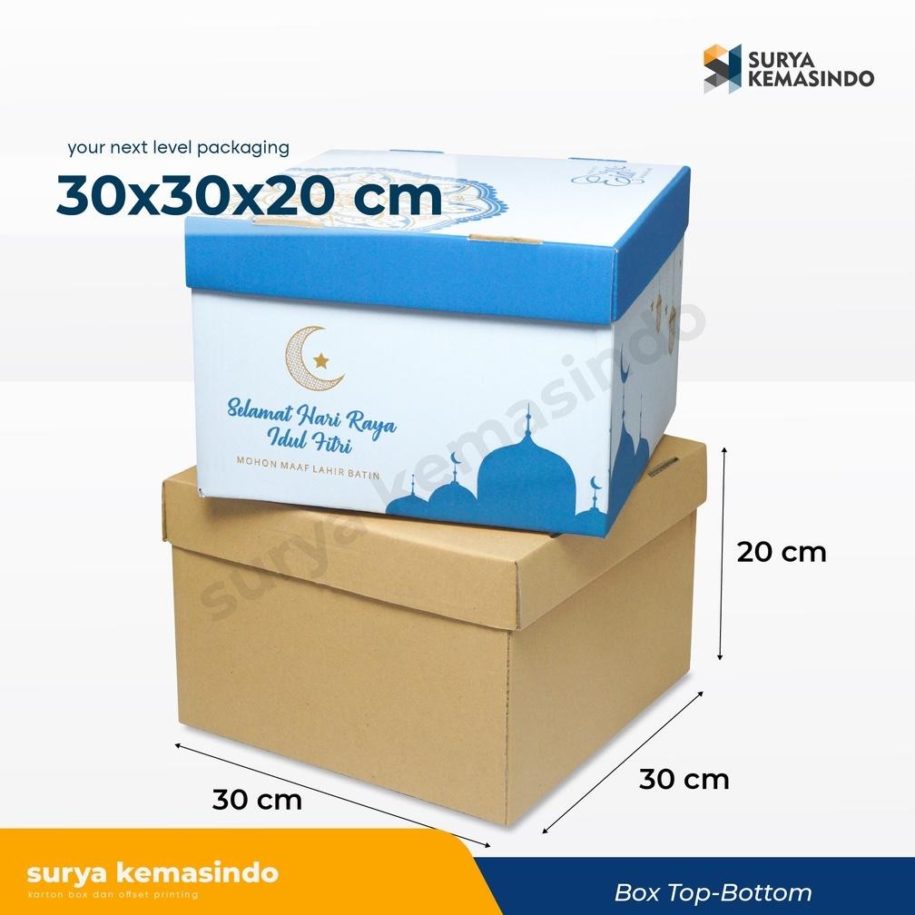 Box 30x30x20 cm (Set Top/Bot Heebe) Kardus/Karton/Paking/Polos/Hampers/Boneka/Buah/Puding/Tart
