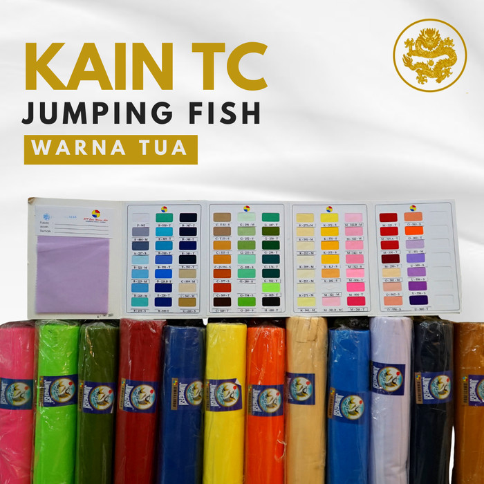 KAIN TETORON TC JUMPING FISH ROLL WARNA TUA